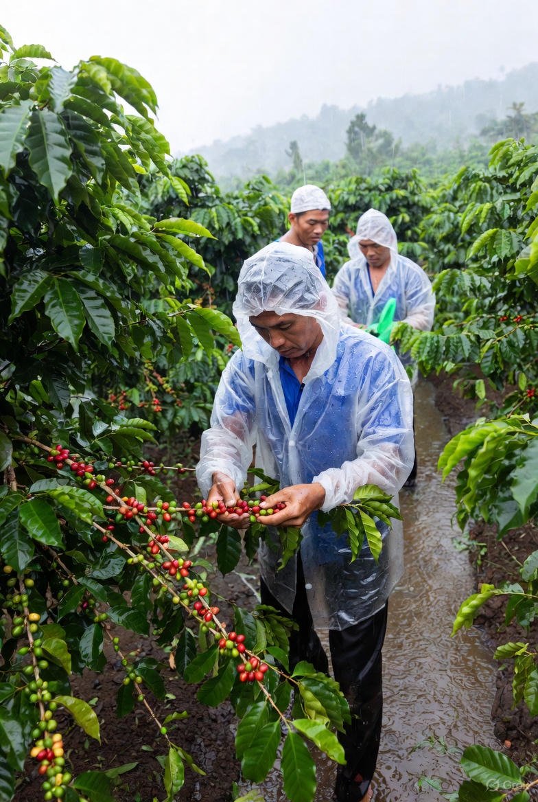 Vietnam's 2025/26 Coffee Harvest Season: Peak Picking Underway Amid Challenging Weather - VIETCOFFEETRADERS
